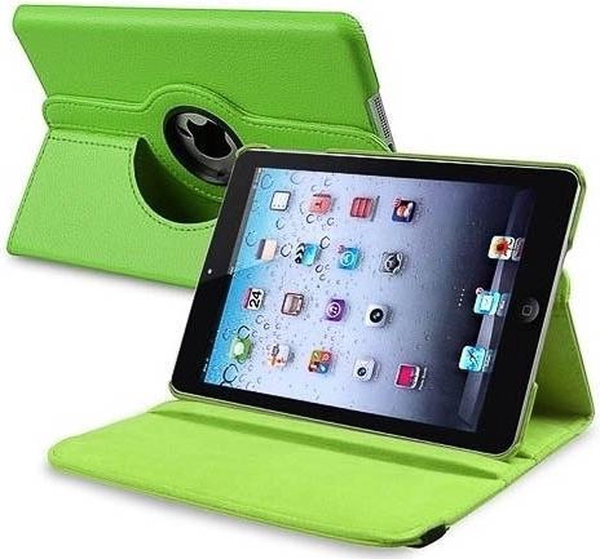 Apple iPad Mini 1, 2, 3 Leather 360 Degree Rotating Case Sleep Wake Groen / Green