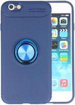Softcase Telefoonhoesje - Geschikt voor iPhone 6 Hoesje met Ring Houder Navy