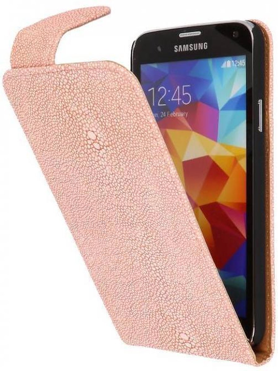 Devil Classic Flipcase Hoesjes - Hoesje Geschikt voor Samsung Galaxy S5 G900F Licht Roze