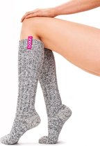 SOXS® Wollen dames sokken | SOX3110 | Grijs | Knie hoogte | Maat 37-41 | Bubblegum label