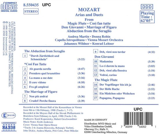 Capella Istropolitana, Vienna Mozart Orchestra - Mozart: Arias & Duets (CD)