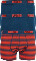 Puma - *ACTIE* 3-pack Stripe Design Boxershorts Petrol Blauw / Oranje Gestreept - L