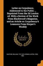 Letter on Corpulence, Addressed to the Public ... Reprinted from the 3D London Ed. with a Review of the Work from Blackwood's Magazine, and an Article on Corpulency & Leanness from Harper's W