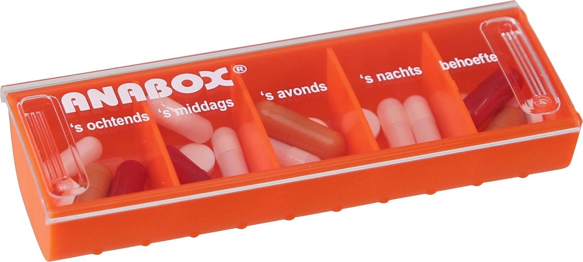 Anabox® Dagdoseerdoos Oranje - Pillendoos - Medicijndoos - Medicijndoos.nl