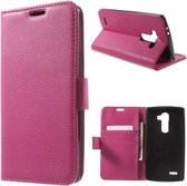 Litchi Cover wallet case hoesje LG K10 roze