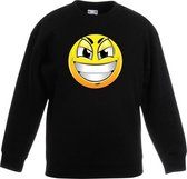 Smiley/ emoticon sweater ondeugend zwart kinderen 9-11 jaar (134/146)