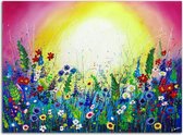 Acrylverf schilderij - Schilderij Flower Garden II op canvas - 120x90 - woonkamer