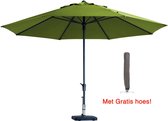 Luxe parasol rond 400 cm Sage groen met hoes! Topkwaliteit parasol
