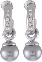 Behave - Oorbellen - Dames - Oorringen - Oorhangers - Met grijze parel - En mooie kristalstenen - Zilver Kleur - 2.5 cm