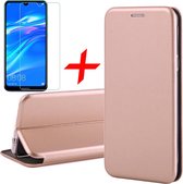 Huawei Y7 (2019) Hoesje + Screenprotector Case Friendly - Book Case Flip Wallet - iCall - Roségoud