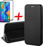 Huawei P30 Lite Hoesje + Screenprotector Full Screen - Book Case Flip Wallet - iCall - Zwart