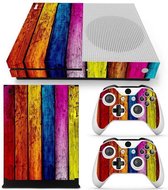 Autocollant Xbox One Slim | Peau de console mince Xbox One | Wood coloré| Peau de bois colorée mince Xbox One Sticker | Skin pour console + 2 skins pour manette
