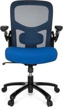 Bureaustoel XXL - Met Armleuning - Lange/Zware Mensen - Stof - Blauw/Zwart - Ergonomisch