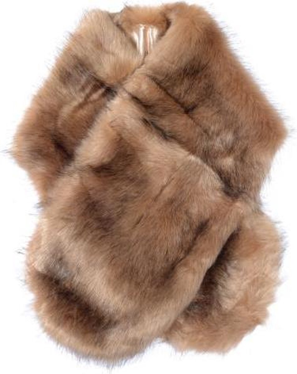 bol.com | Winter sjaal - fake fur - nep bont stola - bruin - XL