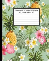 Unruled Composition Notebook 8 X 10. 120 Pages. Tropical Flowers.