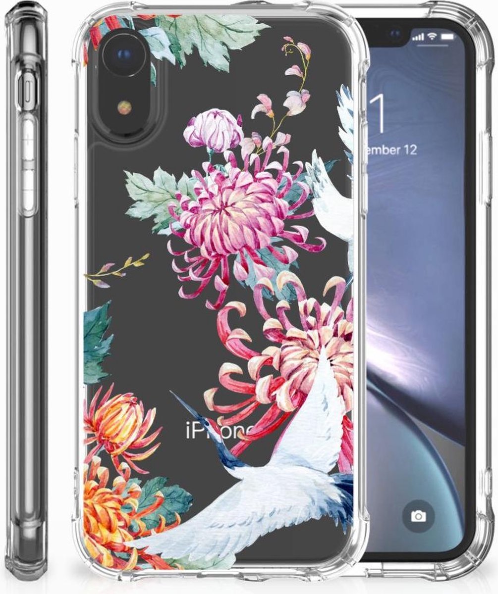 Apple iPhone Xr Case Anti-shock Bird Flowers