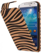 Zebra Classic Flipcase Hoesjes Geschikt voor Samsung Galaxy S4 i9500 Bruin