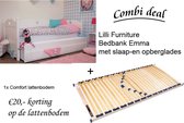 Lilli Furniture - Emma Bedbank met uitschuifbaar logeerbed en 2 lades - inclusief Comfort lattenbodem