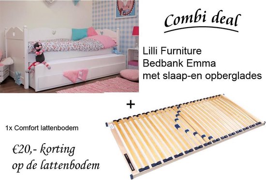 Lilli Furniture - Bedbank met uitschuifbaar logeerbed en 2 lades - inclusief... | bol.com
