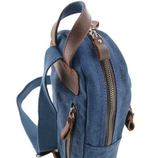 Luanzo Canvas Crossbody tas met Leer Dallas Blauw Luanzo Canvas Crossbody tas met Leer Dallas Blauw