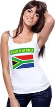 Zuid Afrika singlet shirt/ tanktop met Zuid Afrikaanse vlag wit dames L
