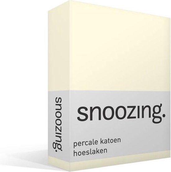 Snoozing - Hoeslaken  - Tweepersoons - 150x200 cm - Percale katoen - Ivoor