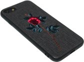 Geboorduurd rozen hoesje zwart Geschikt Voor iPhone 8 Plus / 7 Plus