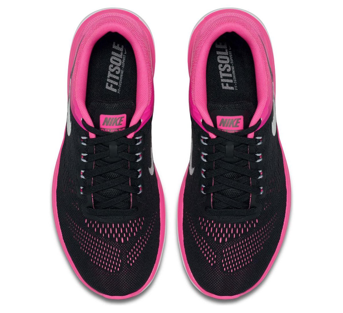 Nike Flex 2016 RN Sneakers - Maat 39 - Vrouwen - zwart/roze/zilver | bol.com