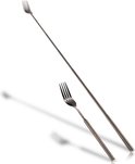 Nogeqi Uittrekbare vork, telescopische lepel, 20,5-65 cm, roestvrij staal, uittrekbaar bestek voor BBQ, toasten, diner, fruit