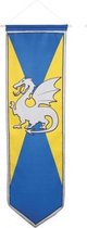 Ridder banier blauw en geel met draak