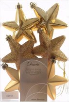 Kerstboom decoratie sterren goud 6 stuks 7 cm