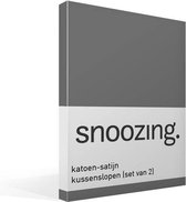 Snoozing - Katoen-satijn - Kussenslopen - Set van 2 - 50x70 cm - Antraciet