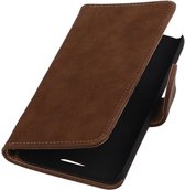 HTC One E8 - Hout Bruin Booktype Wallet Hoesje
