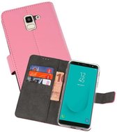 Booktype Telefoonhoesjes - Bookcase Hoesje - Wallet Case -  Geschikt voor Samsung Galaxy J6 2018 - Roze