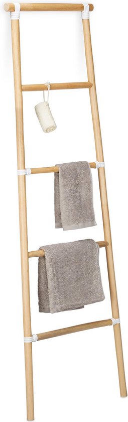 Betreffende tv Neem de telefoon op relaxdays handdoekenrek ladder - handdoekladder - houten sierladder -  handdoekhouder... | bol.com