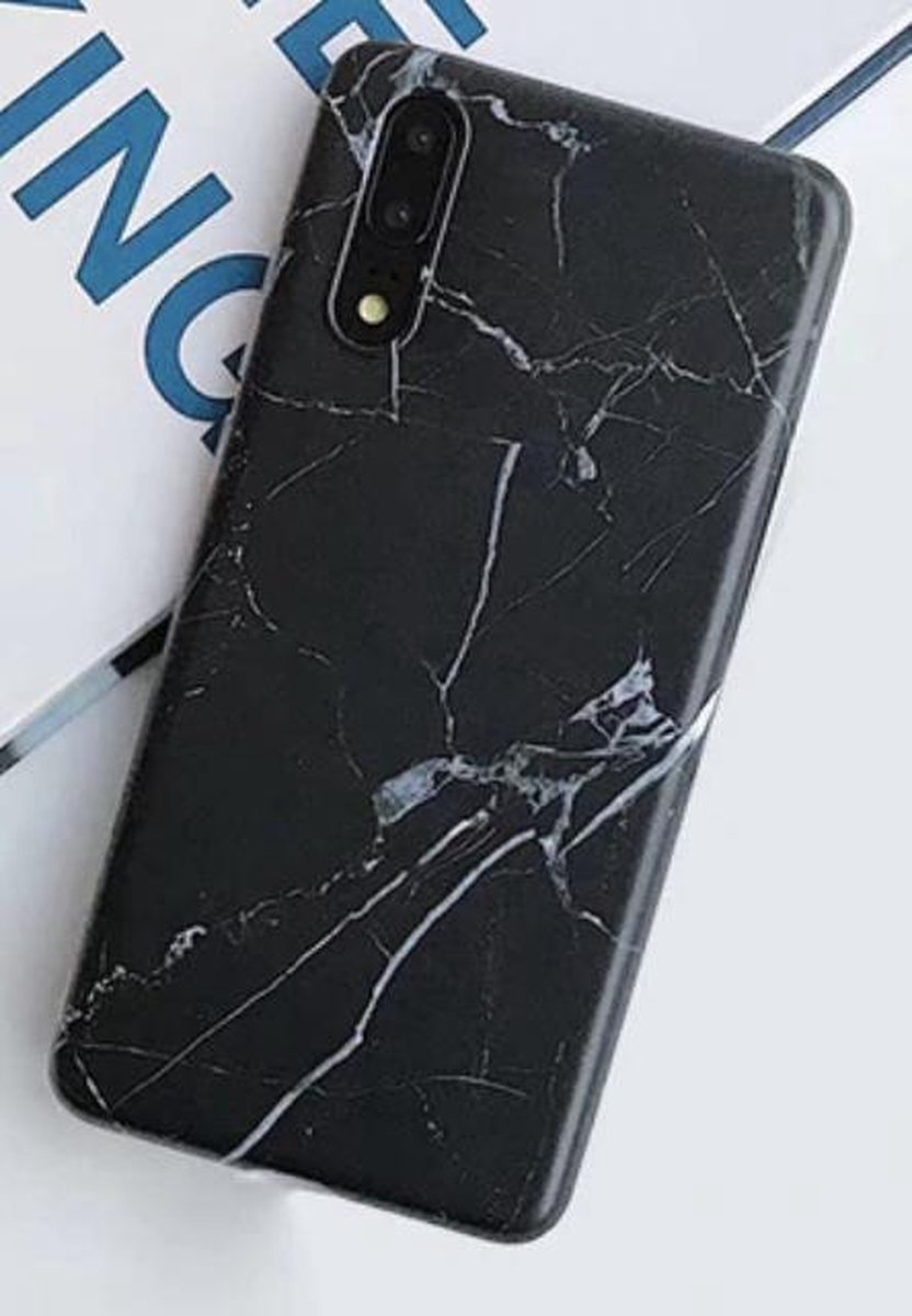Luxe Marmer Case voor Huawei P20 PRO hoesje - zwart- wit - back cover - soft TPU zacht