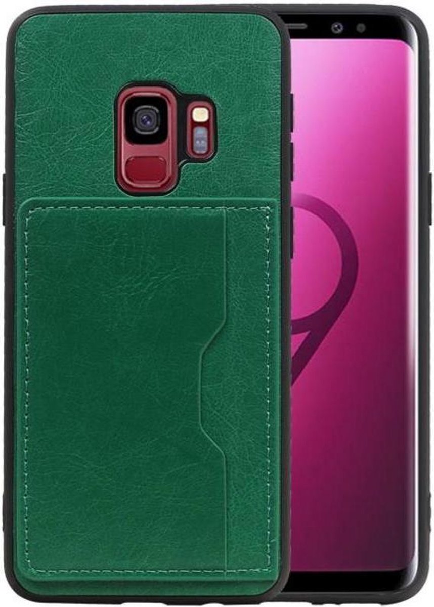 Staand Back Cover 1 Pasjes voor Galaxy S9 Groen