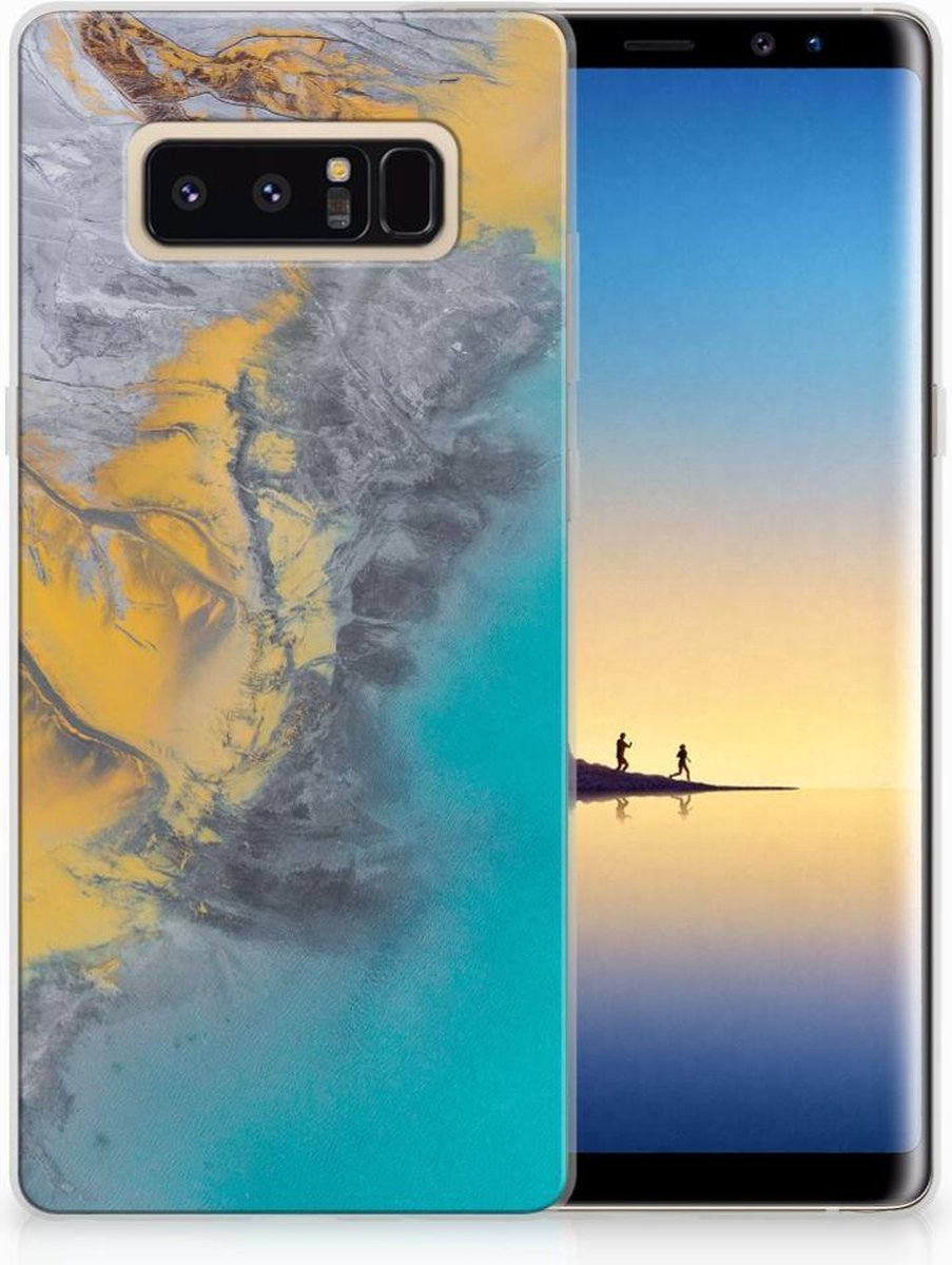 TPU Hoesje voor Samsung Galaxy Note 8 TPU Siliconen Hoesje Marble Blue Gold