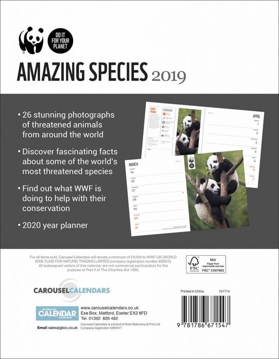 Amazing Species WWF Agenda 2019 A5 - CAROUSEL CALENDARS