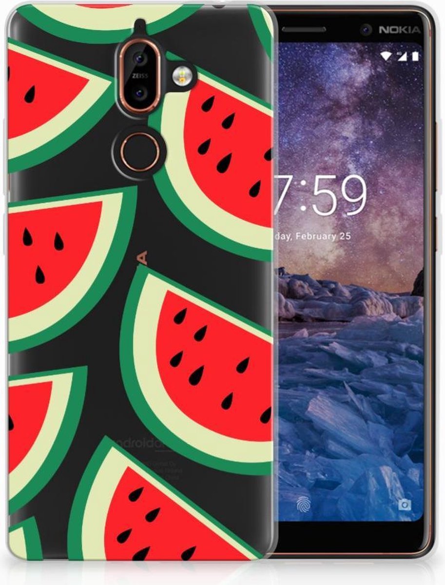 Back Cover voor Nokia 7 Plus Siliconen Case Watermelons