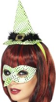 Wicked Witch setje: diadeem met mini hoedje & oogmasker