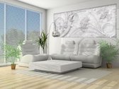 Floral Abstract Silver Grey Photo Wallcovering