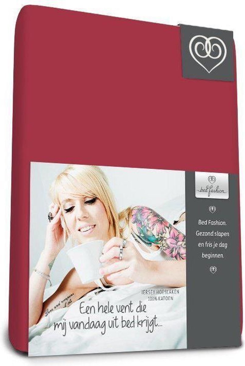 Bed-Fashion Jersey Hoeslaken - 140 x 220 cm - Warm Rood