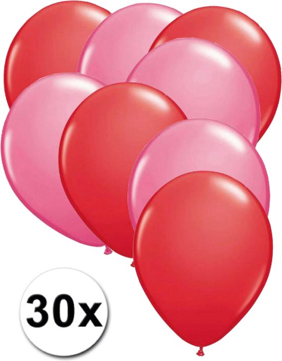 Ballonnen Rood & Roze 30 stuks 27 cm