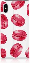Geschikt voor iPhone Xs Max Standcase Hoesje Design Pink Macarons