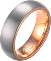 Wolfraam ring geborsteld Zilverkleurig met Rosegoudkleurig-17mm