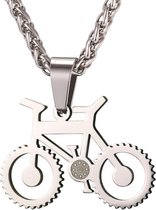 Heren ketting - Fiets - kettinghanger - Zilverkleurig - Mendes - Edelstaal - 60cm