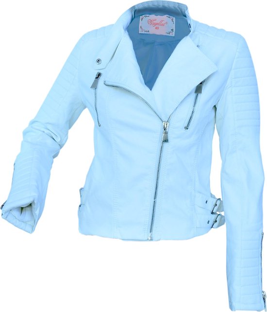 Maat 42 - Imitatie Leren Biker jas voor Dames – Wit |