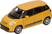 Speelgoed modelauto gele Fiat 500 L auto 11,5 cm