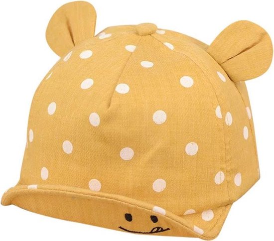Bonnet bébé | chapeau de soleil | points| oreilles | jaune
